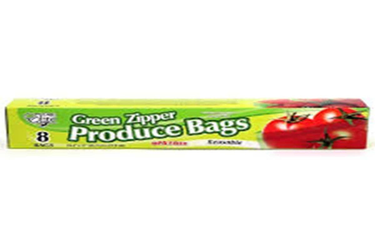 Large green reusable zipper bags (8 bags )