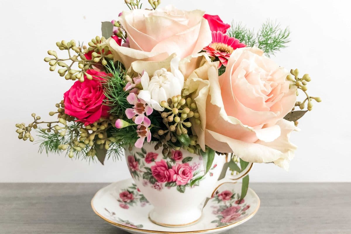 Lovingly-Tea Cup - floral arrangement in tea cup