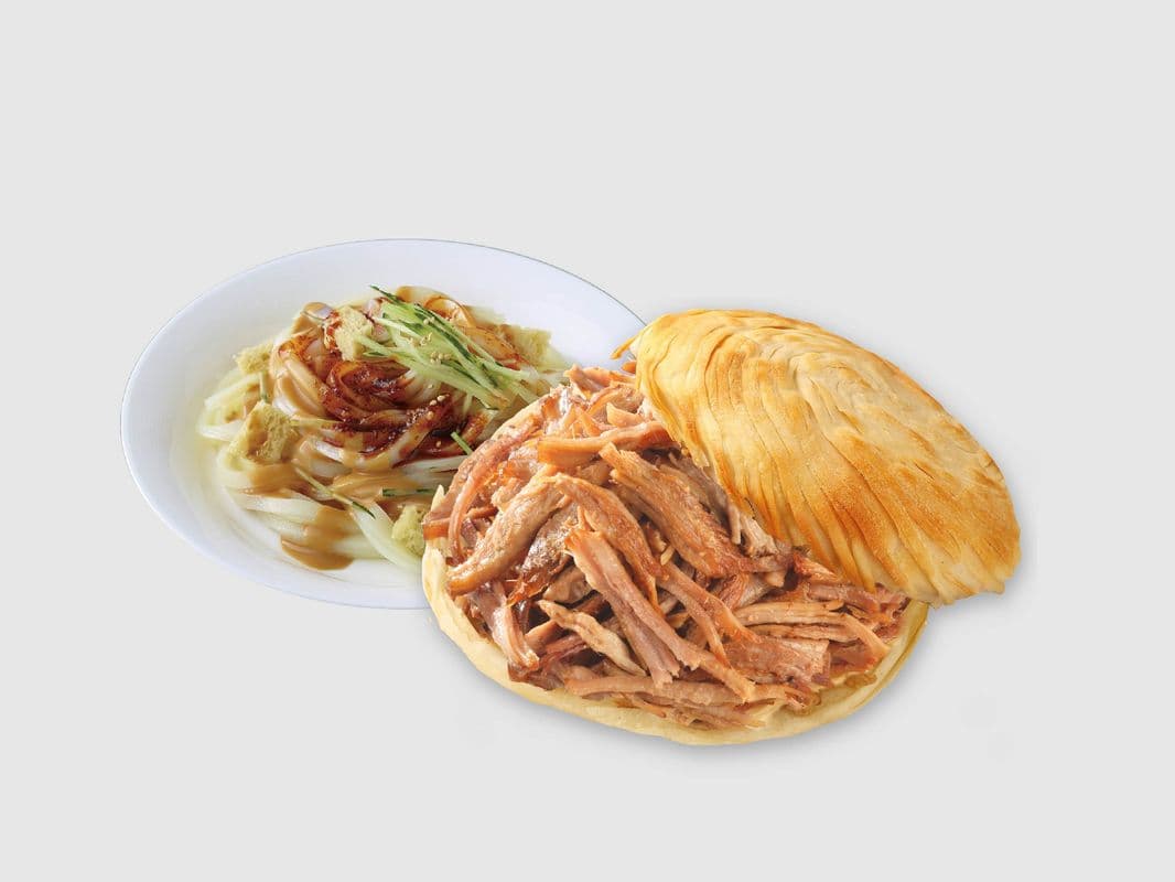 "LiangPi" Cold Noodle + Crispy Burger