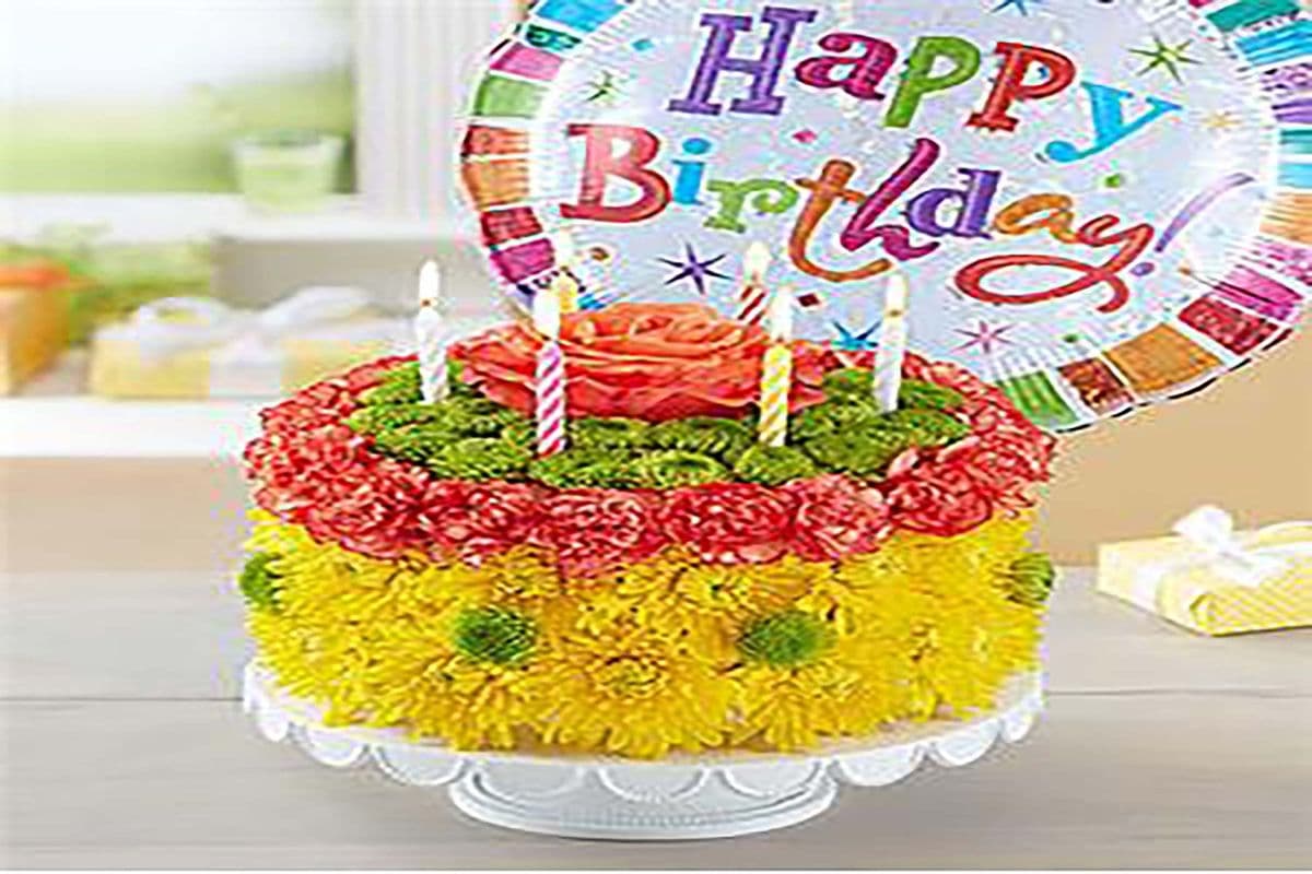 Fresh Flower Cake and Balloon