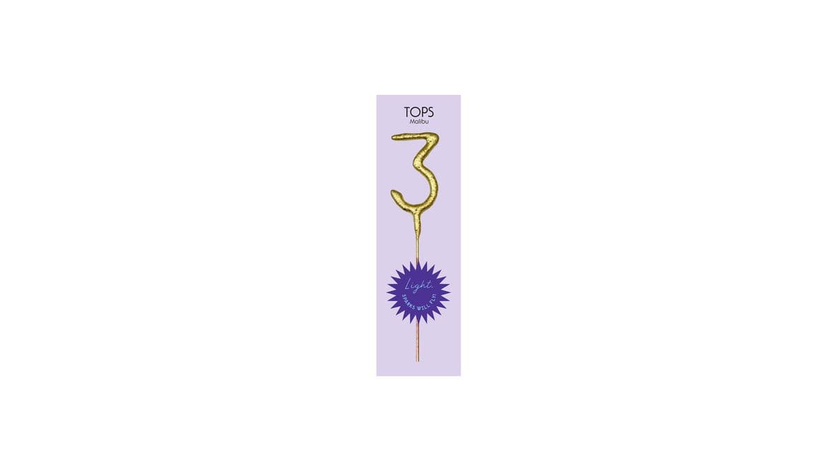 TOPS Malibu "3" Sparkler Candle