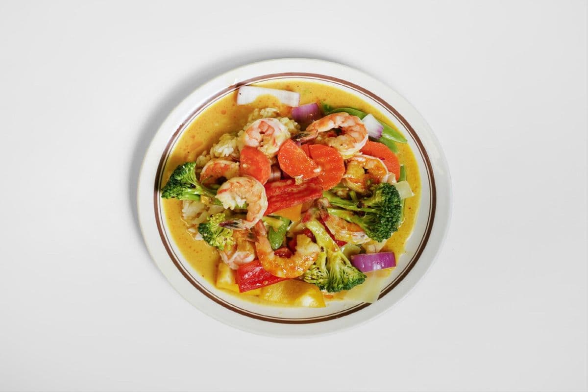 55. Coconut Curry Sauce with Shrimp and Veggies