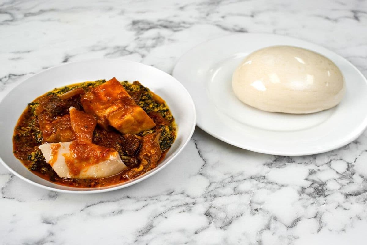 Pounded Yam And Egusi Soup With Assorted Meat