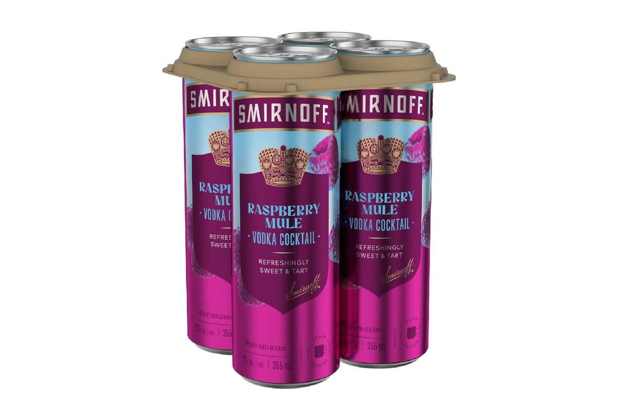 121649. SMIRNOFF RASPBERRY MULE VODKA COCKTAIL (4 x 355ML (CAS))