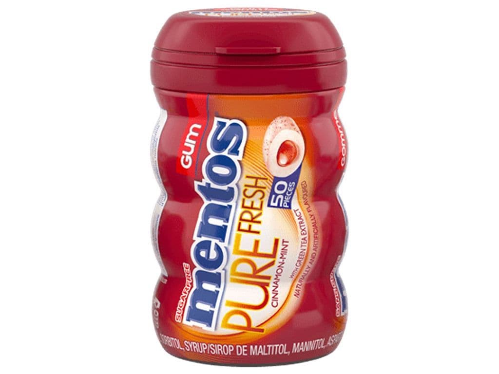 Mentos Pure Fresh Zero Sugar Gum Cinnamon Mint 50 Pieces