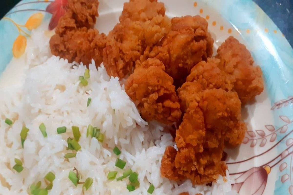 Chicken Popcorn on Rice Platter
