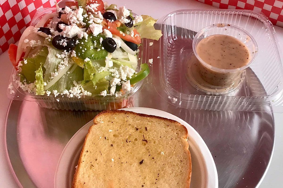 Greek Salad (with Garlic Toast)