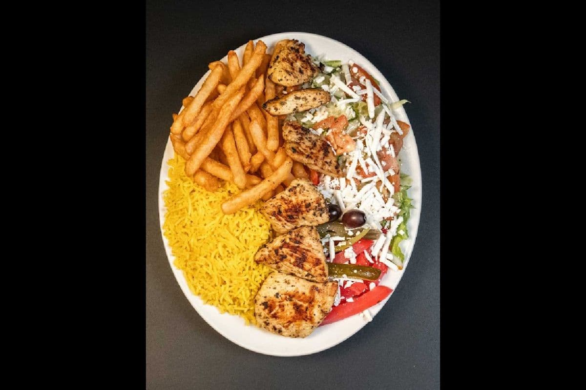 Chicken Souvlaki dinner