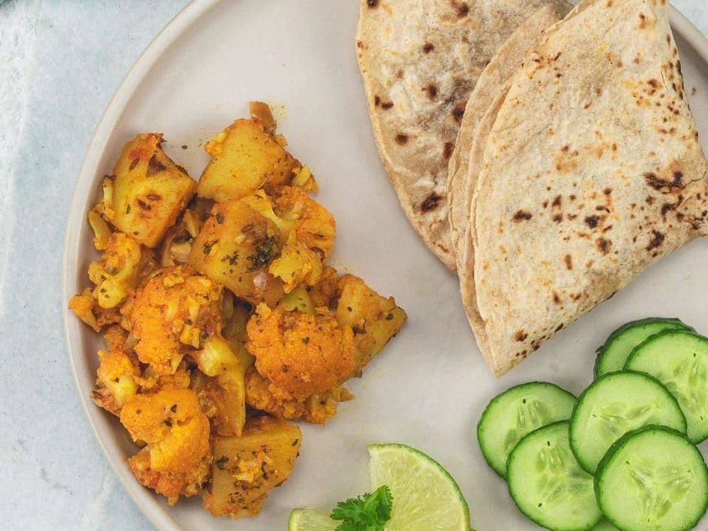 Aloo Gobi with Plain Paratha