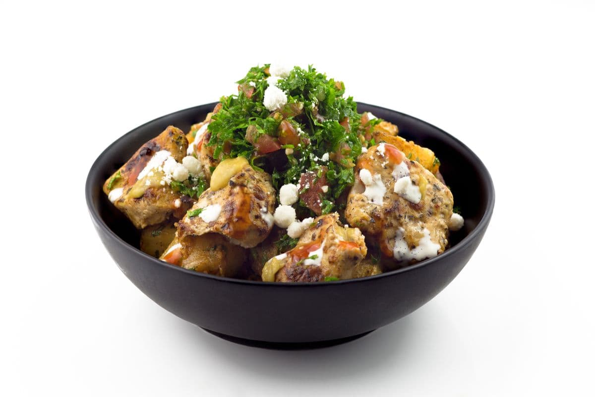 Chicken Souvlaki Potato Bowl