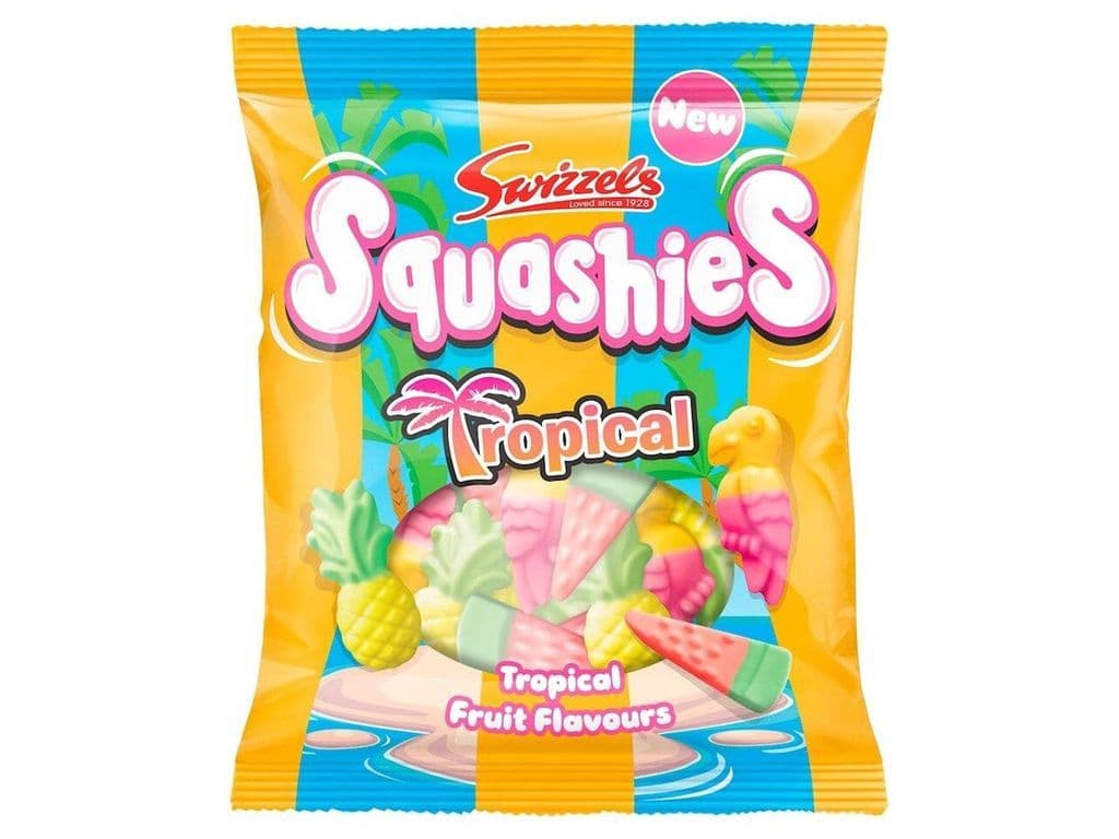 Swizzels Squashies Tropical Fruit Squishy Gummies UK 100g Candy