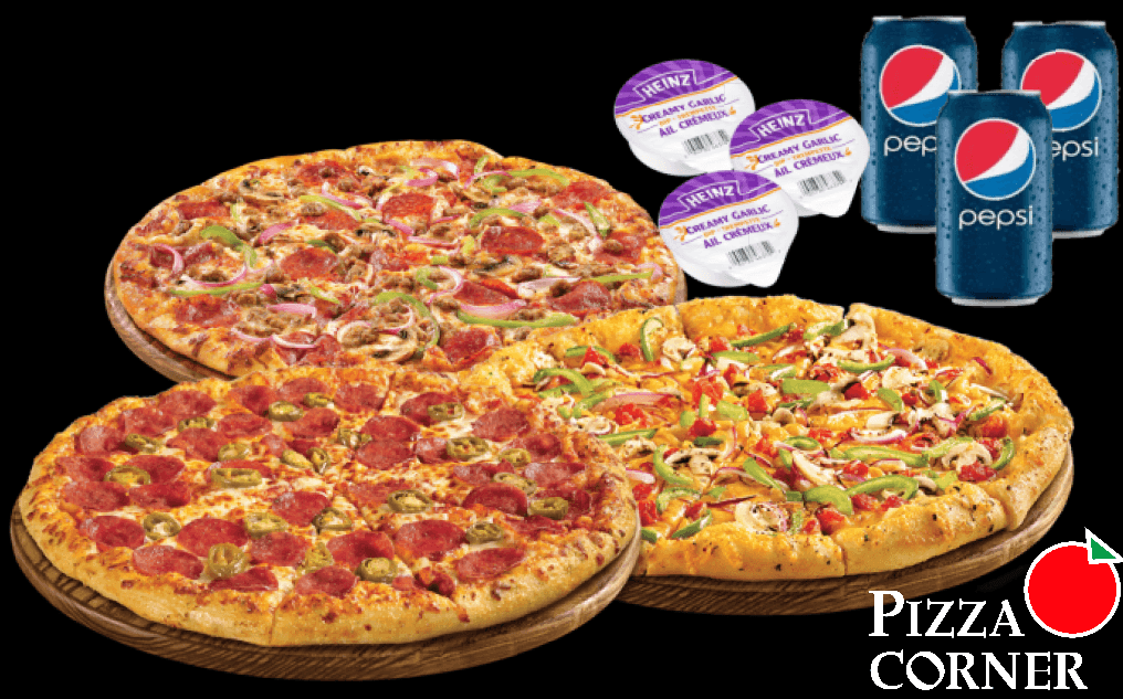 Corner Three on Three Medium Pizza