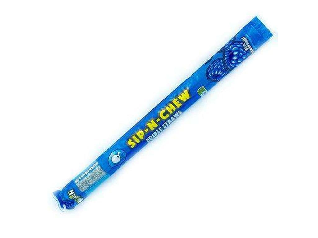 Sour Punch Sip and Chew Gummy Candy Straws 26g Blue Raspberry