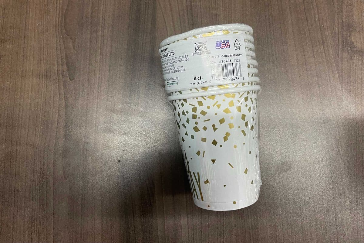 Cup Gold Confetti Bday 9oz 8pk (9oz)