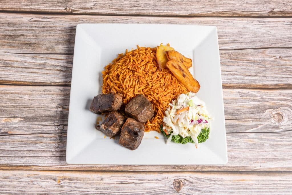 Jollof Rice with Beef Suya
