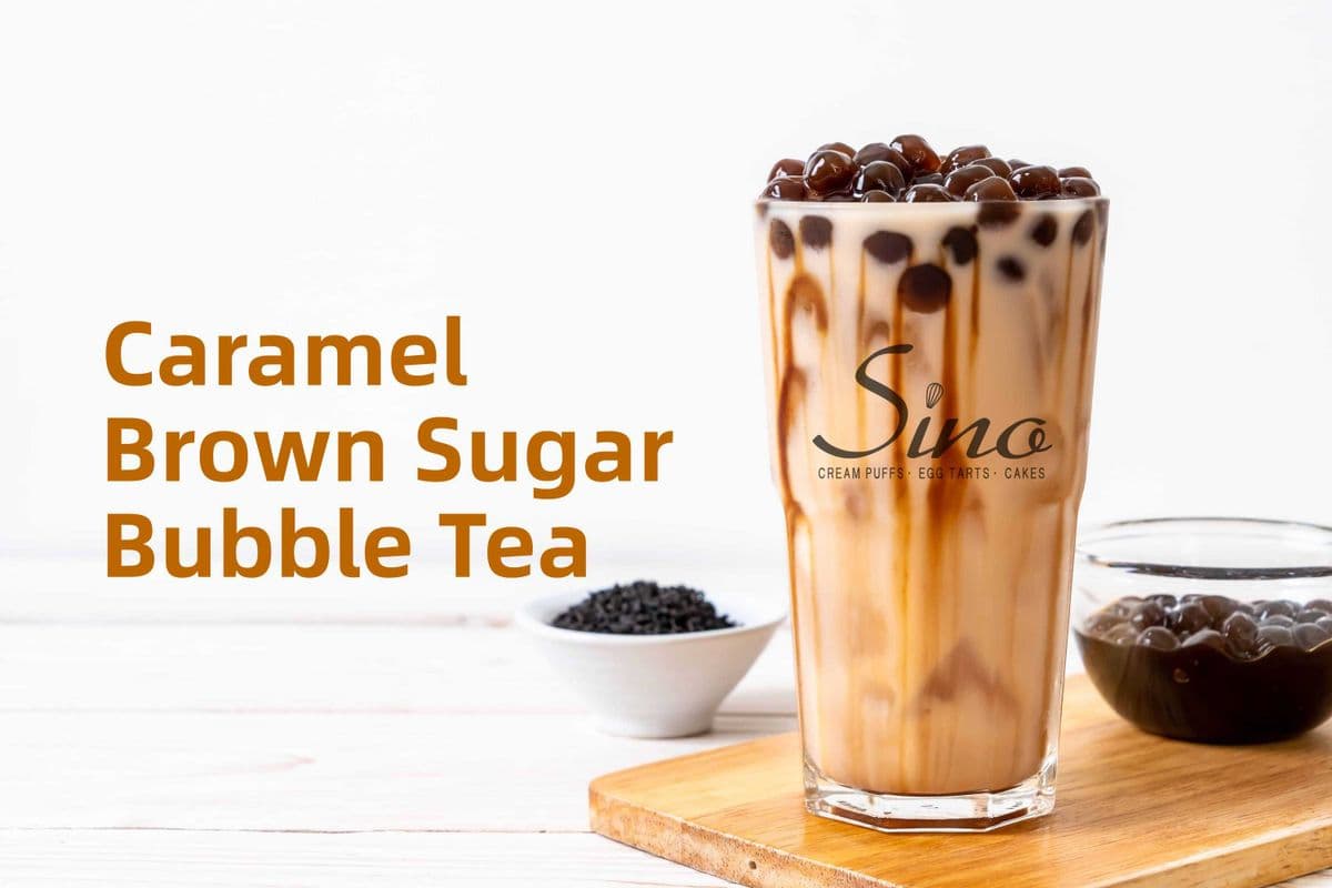 Iced Caramel Brown Sugar Boba Tea (Tapioca Pearls) (20 oz)