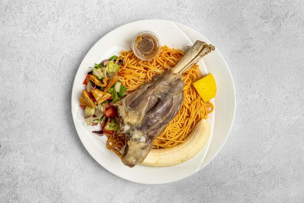 Lamb Shank with Spaghetti noodles