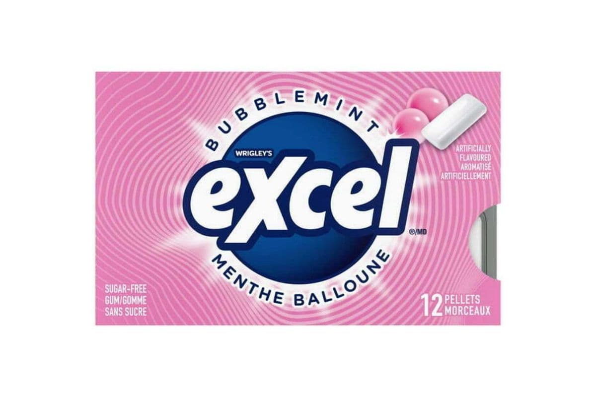 Excel White Bubblemint Gum 12ct