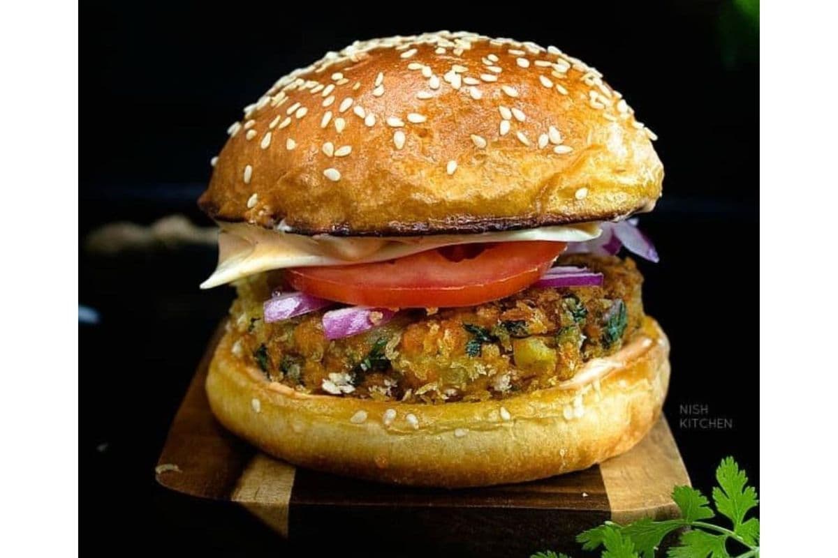 Aloo Tikki Burger with Fries