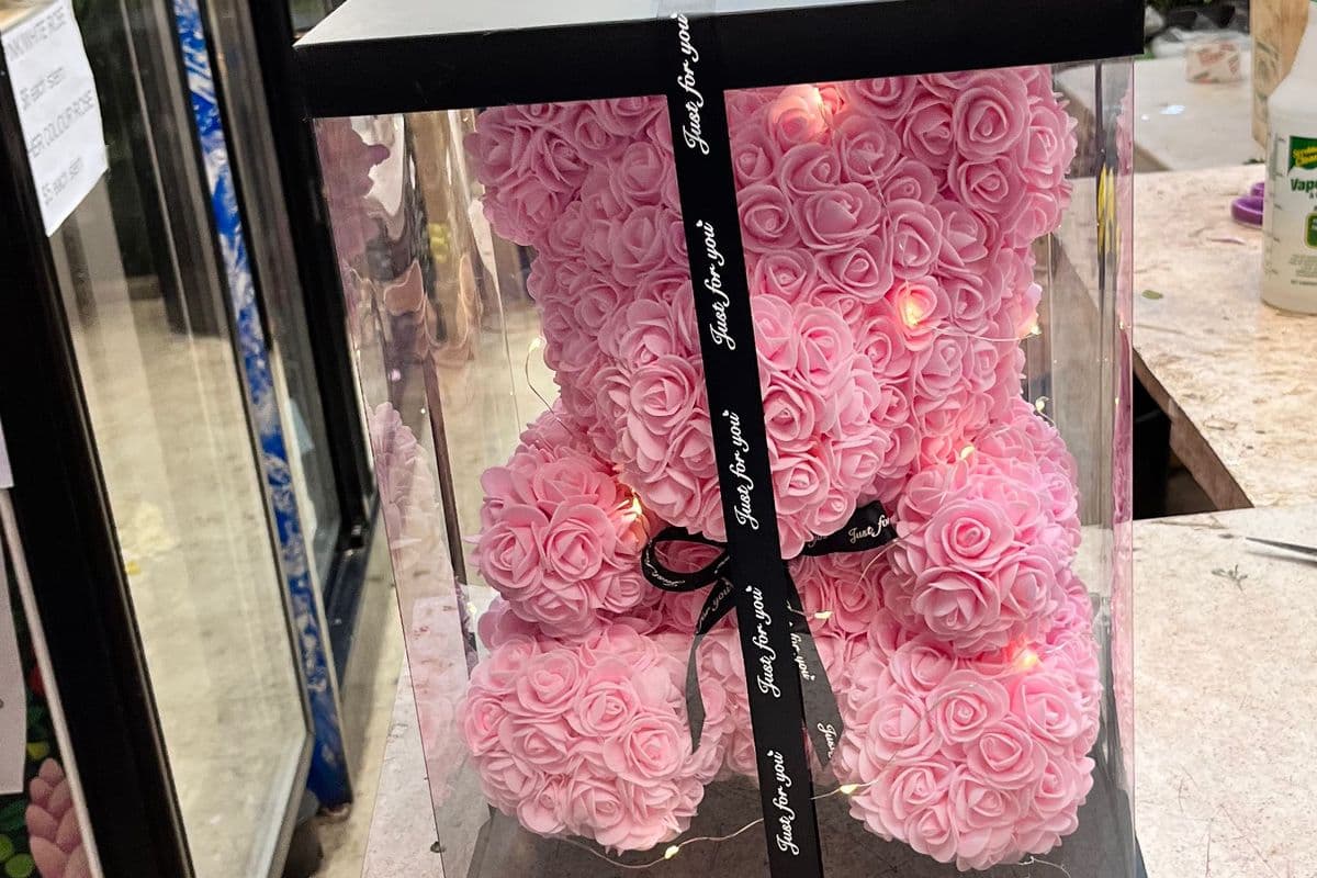 Rose Bear 礼盒 40cm with led light (pink or red )