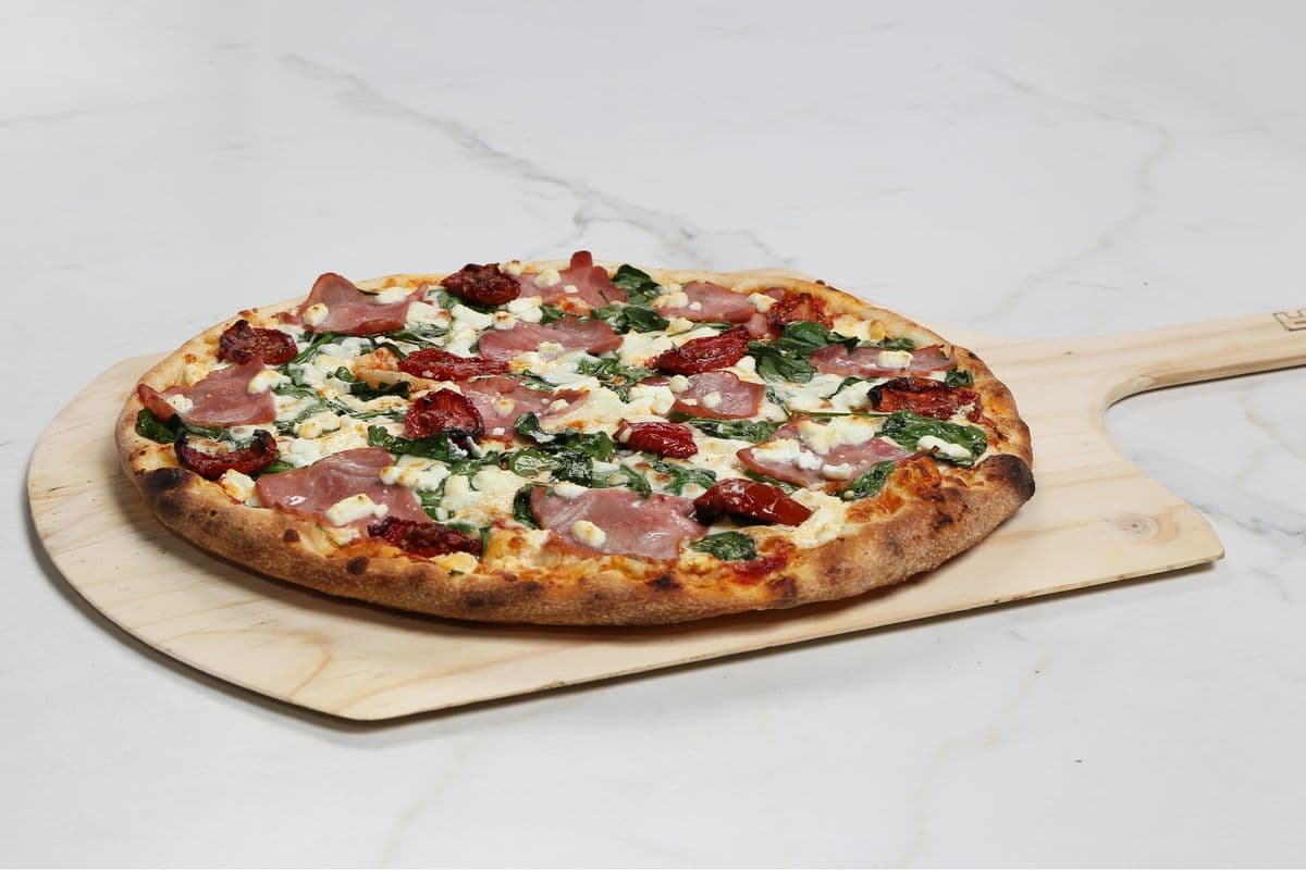 12" Medium Spinach, Turkey Bacon, and Goat Cheese Gourmet Pizza (8 Slices)