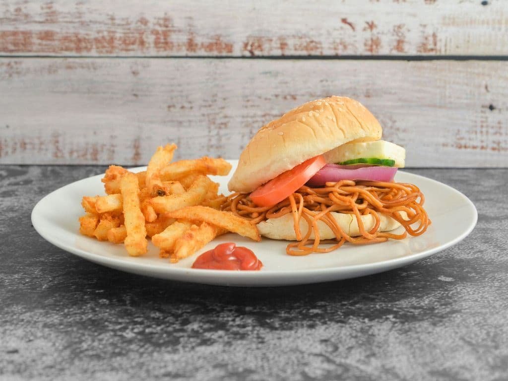 Aloo tikki Noodle Burger