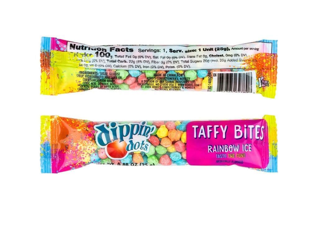Dippin Dots Taffy Bites Rainbow Ice Chewy Candies 25g