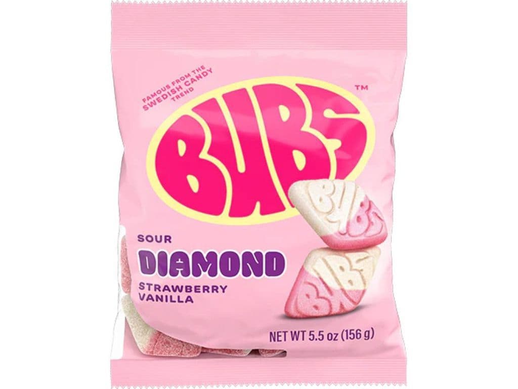 Bubs Sour Diamond Strawberry Vanilla Swedish Style Vegan Foam Gummies 156g