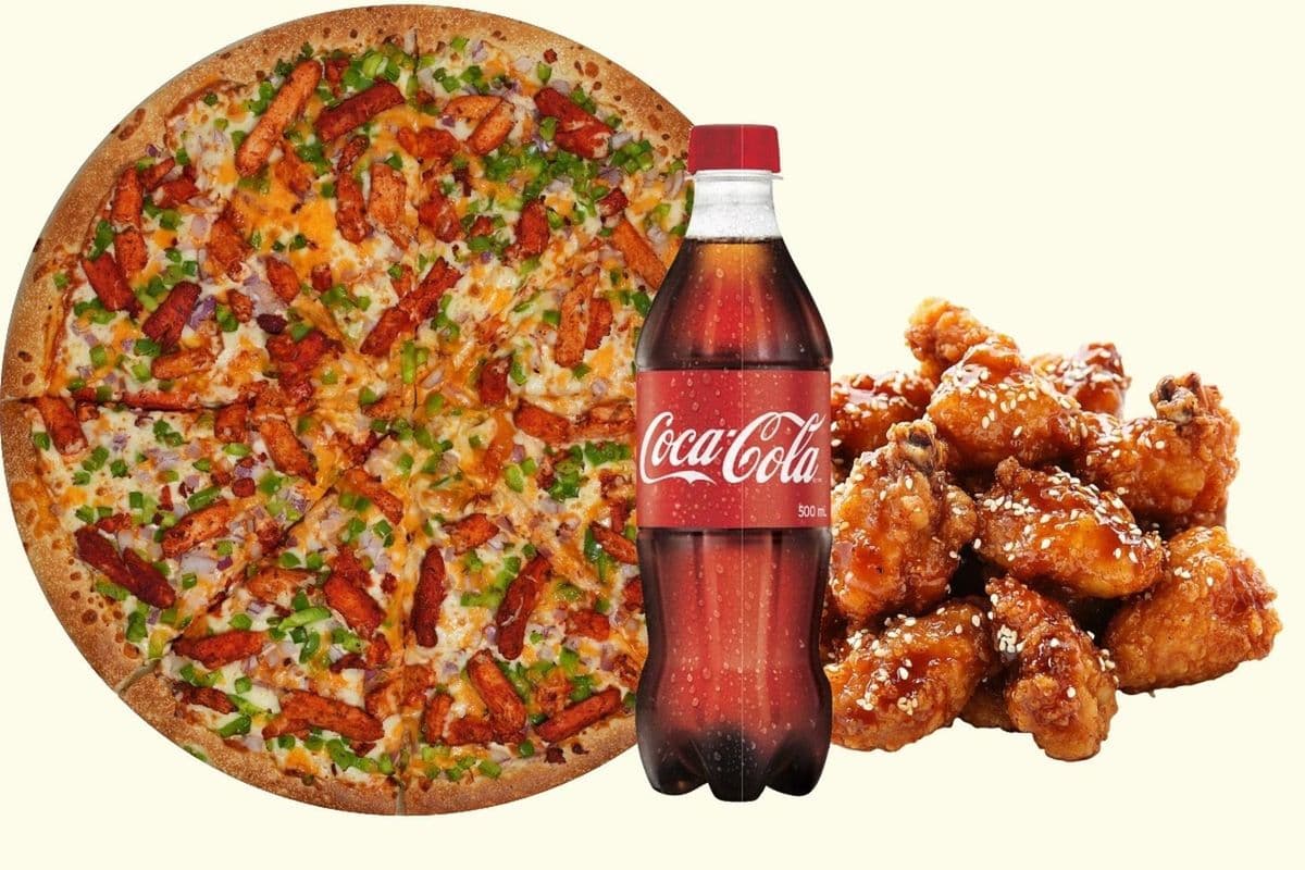 Any Medium Pizza, Chicken Wings (8 pcs) and Small Drink