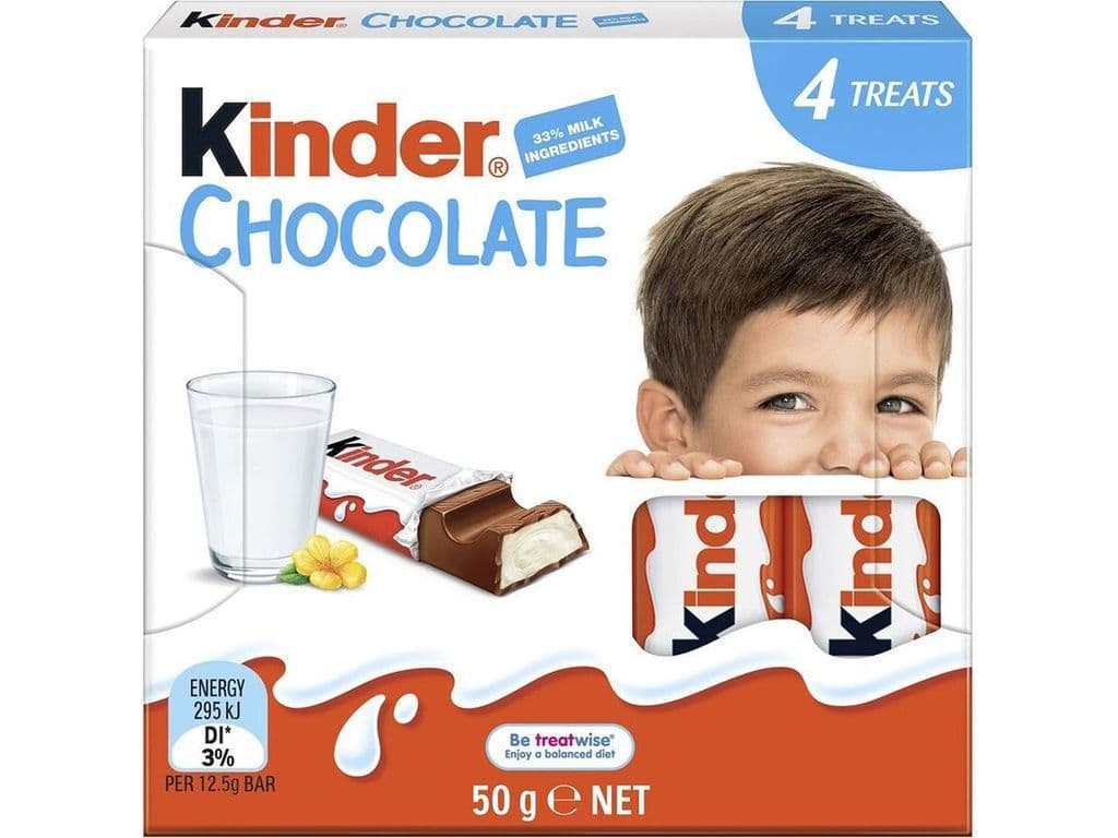 Kinder Chocolat Cream Filled Milk Chocolate Bars 4 Pack 50g