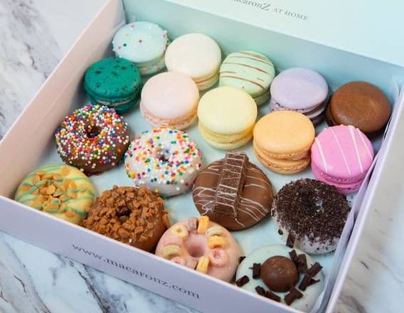 Macaron and Mini Donut Taster Box (18 Piece Assorted)