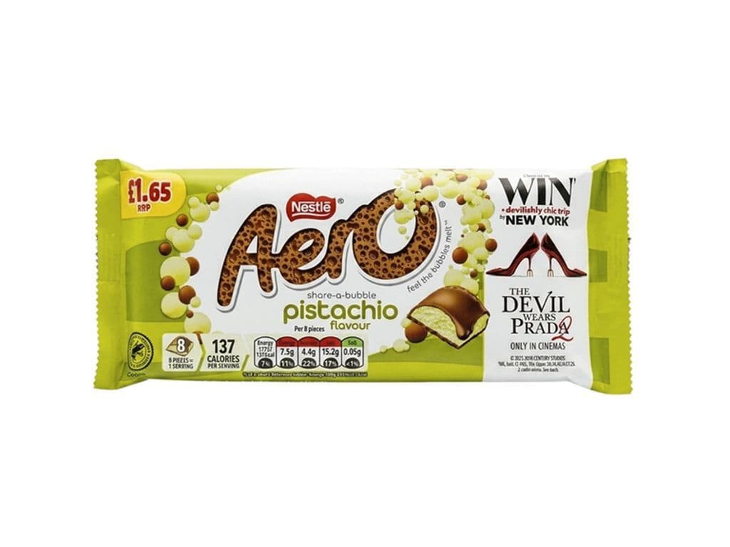Nestle Aero Pistachio UK Bubbly Nutty Milk Chocolate Bar 90g