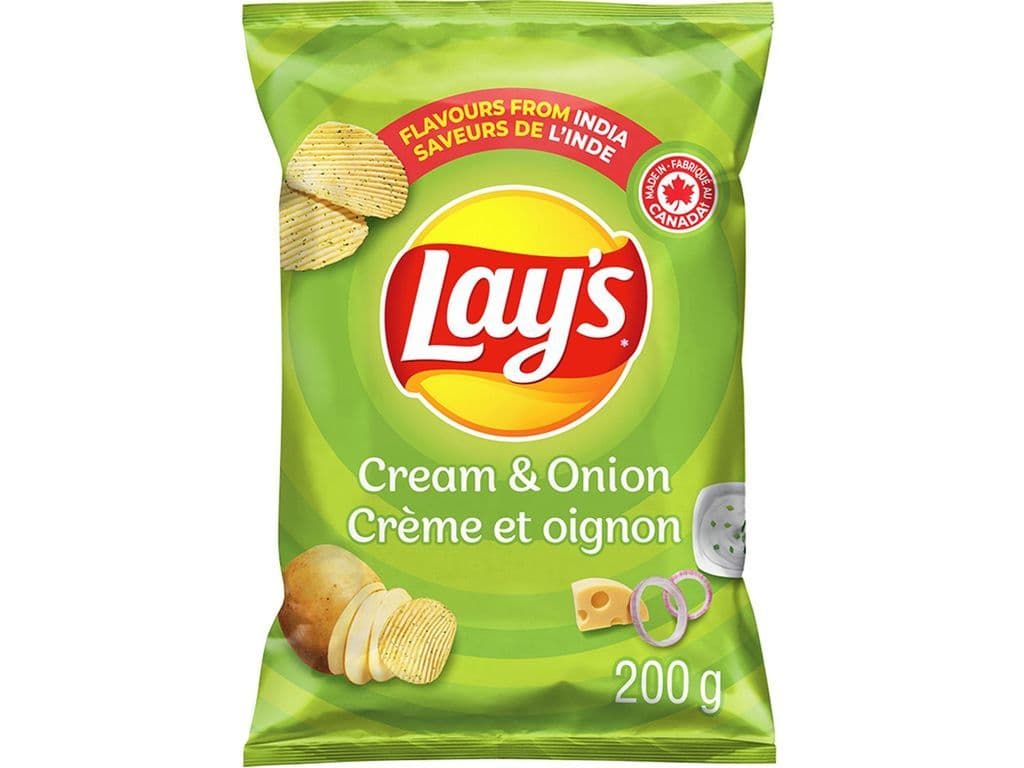 Lays Cream and Onion Potato Chips Crinkle Cut 200g