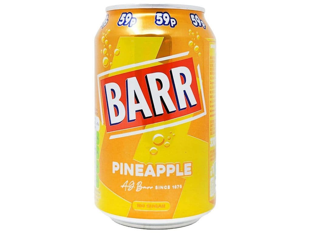 Barrs Pineapple Soda UK Zero Sugar 330ml Soft Drink