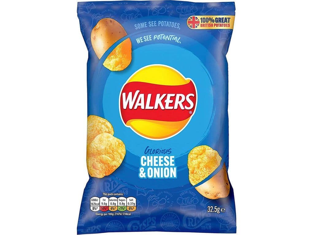 Walkers Cheese and Onion Crisps 32.5g UK