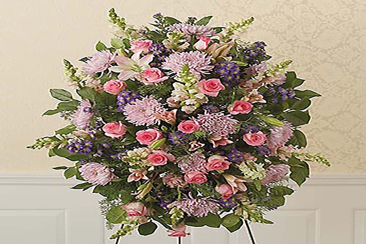 Purple & Pink Standing Spray Tribute