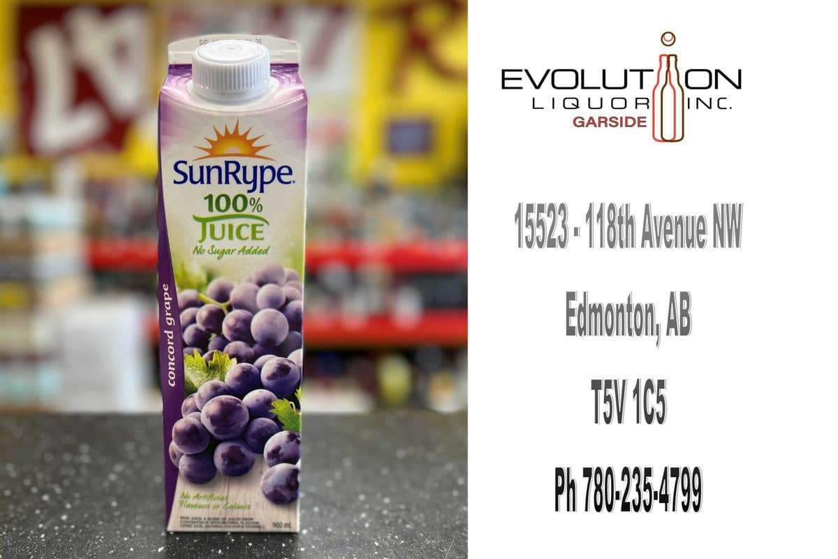 SunRype 100% Juice No Sugar Added - Concord Grape 0900T (900ml Tetra Pack)