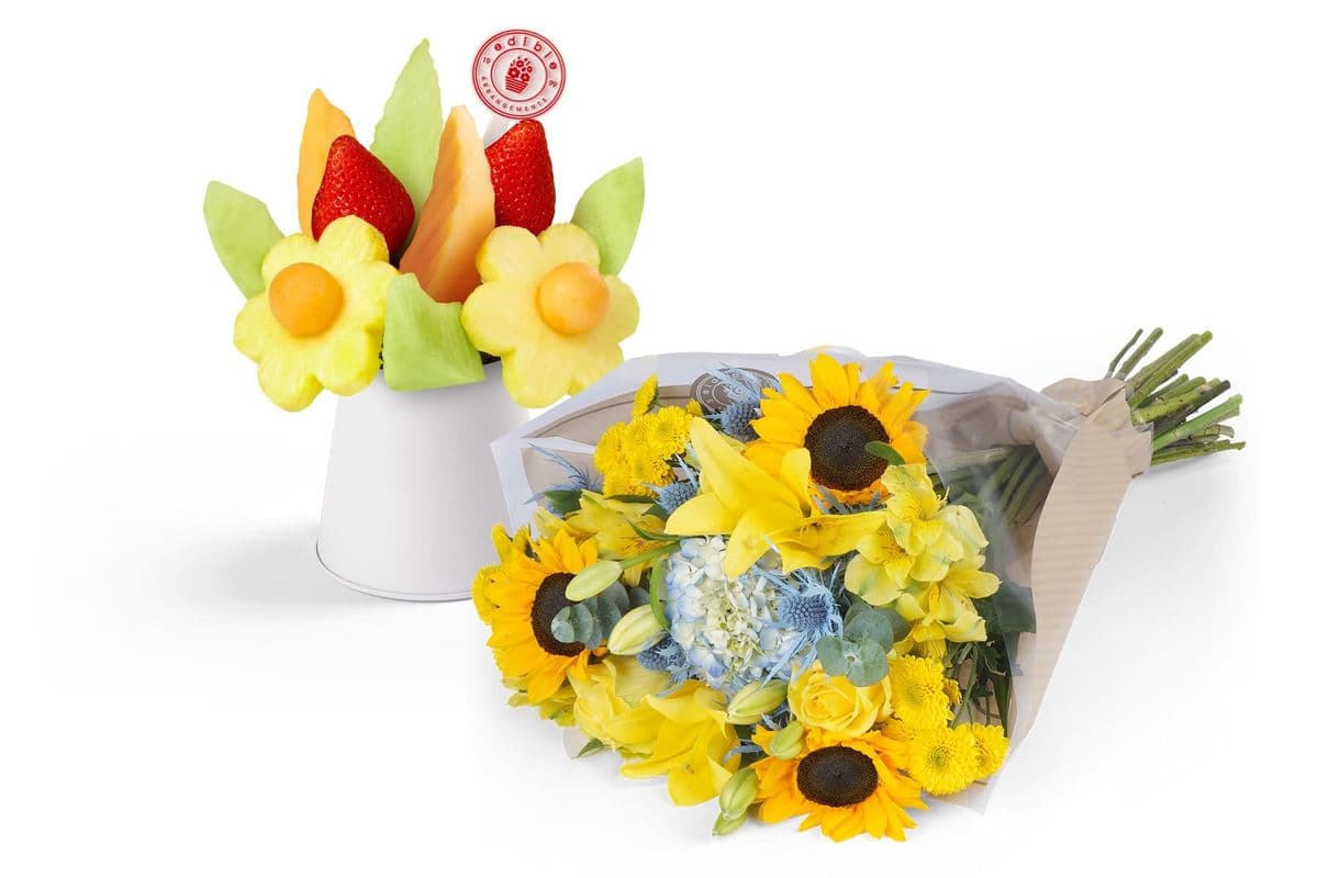 Cadeau d'Appréciation Bouquet de Fleurs et Fruits / Sweet Appreciation Flowers & Fruit Bouquet Gift