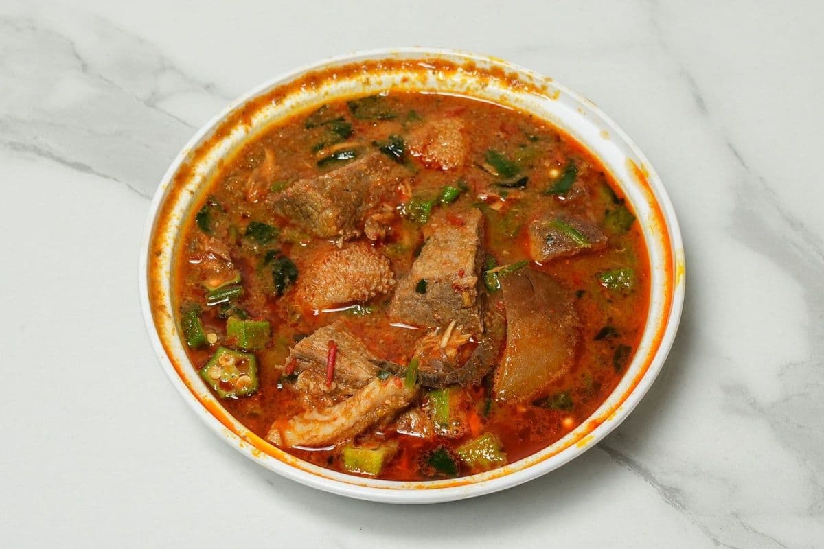 Okra Soup with Assorted Meat Served with Swallow