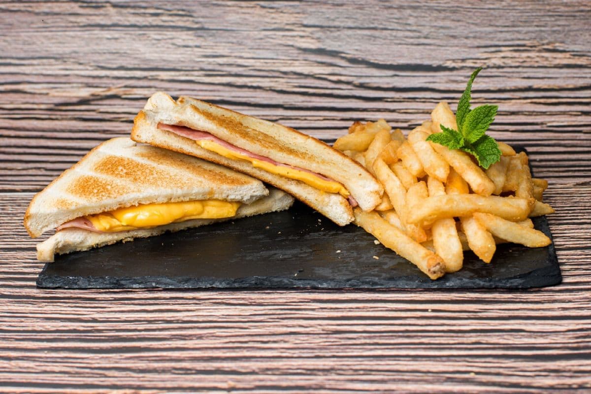 Grilled Ham and Cheese with Fries