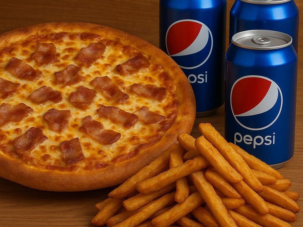 PIZZA 16" + FRITES + 3 LIQUEURS