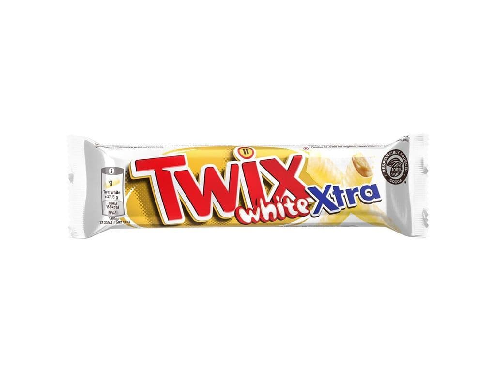 Twix White Xtra UK Chewy Caramel Chocolate Biscuit Bar 75g