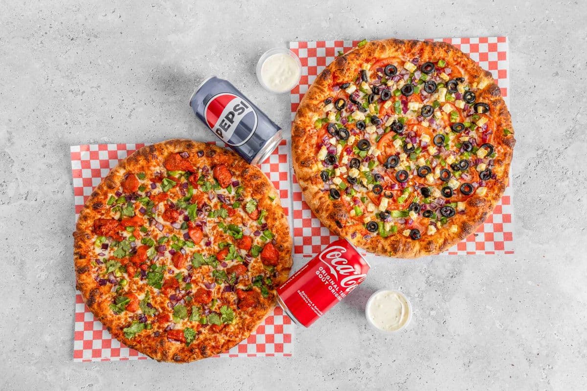 2 Large- 3 topping pizzas