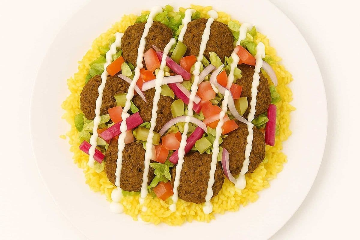 Fully Loaded Alley Falafel on Rice