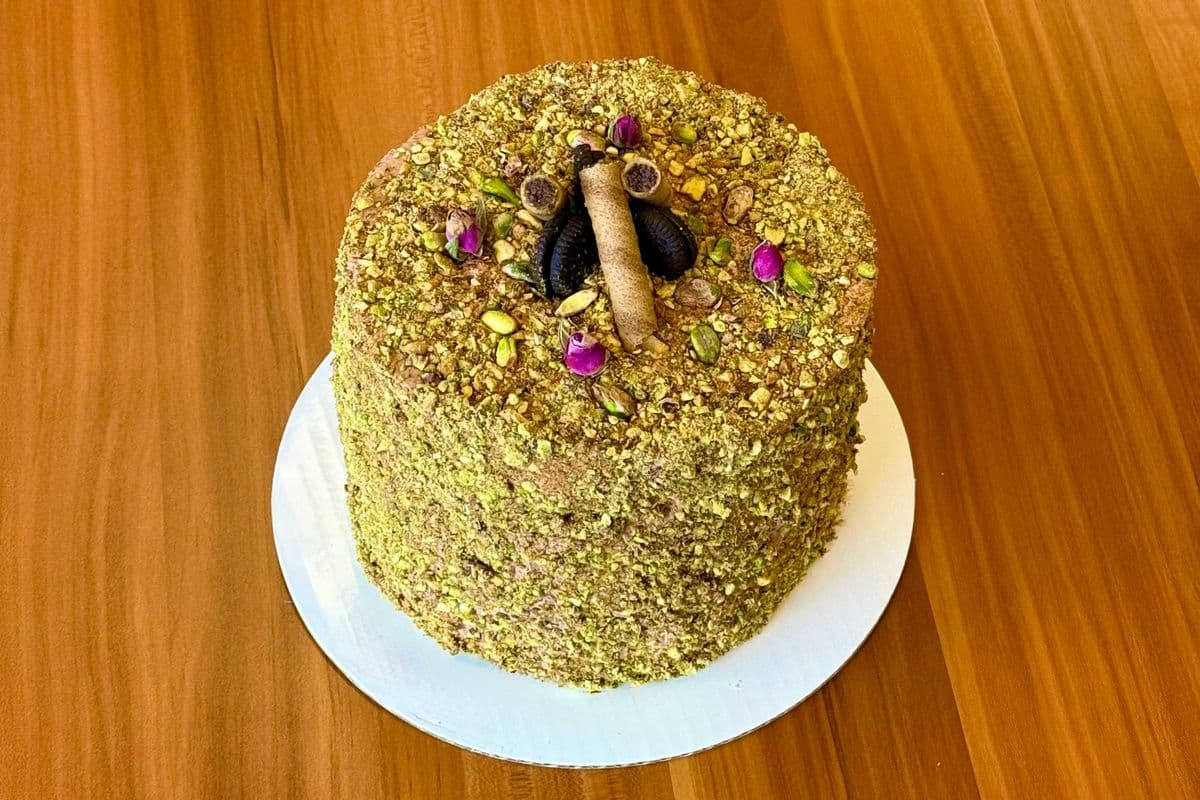 Double Pistachio Chocolate Cake