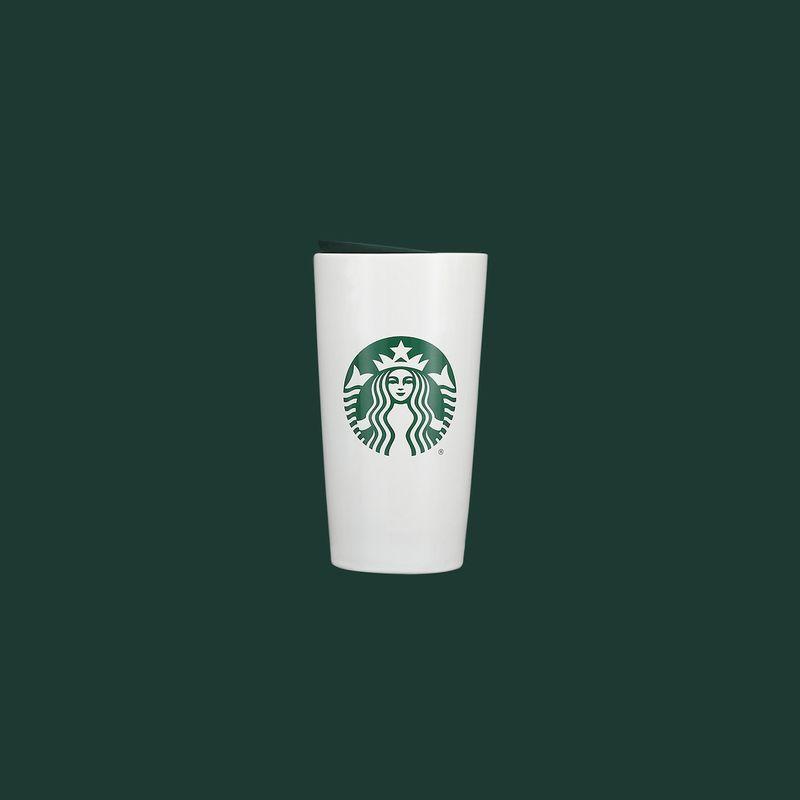 White Recycled Ceramic Double-Wall Tumbler - 354 mL