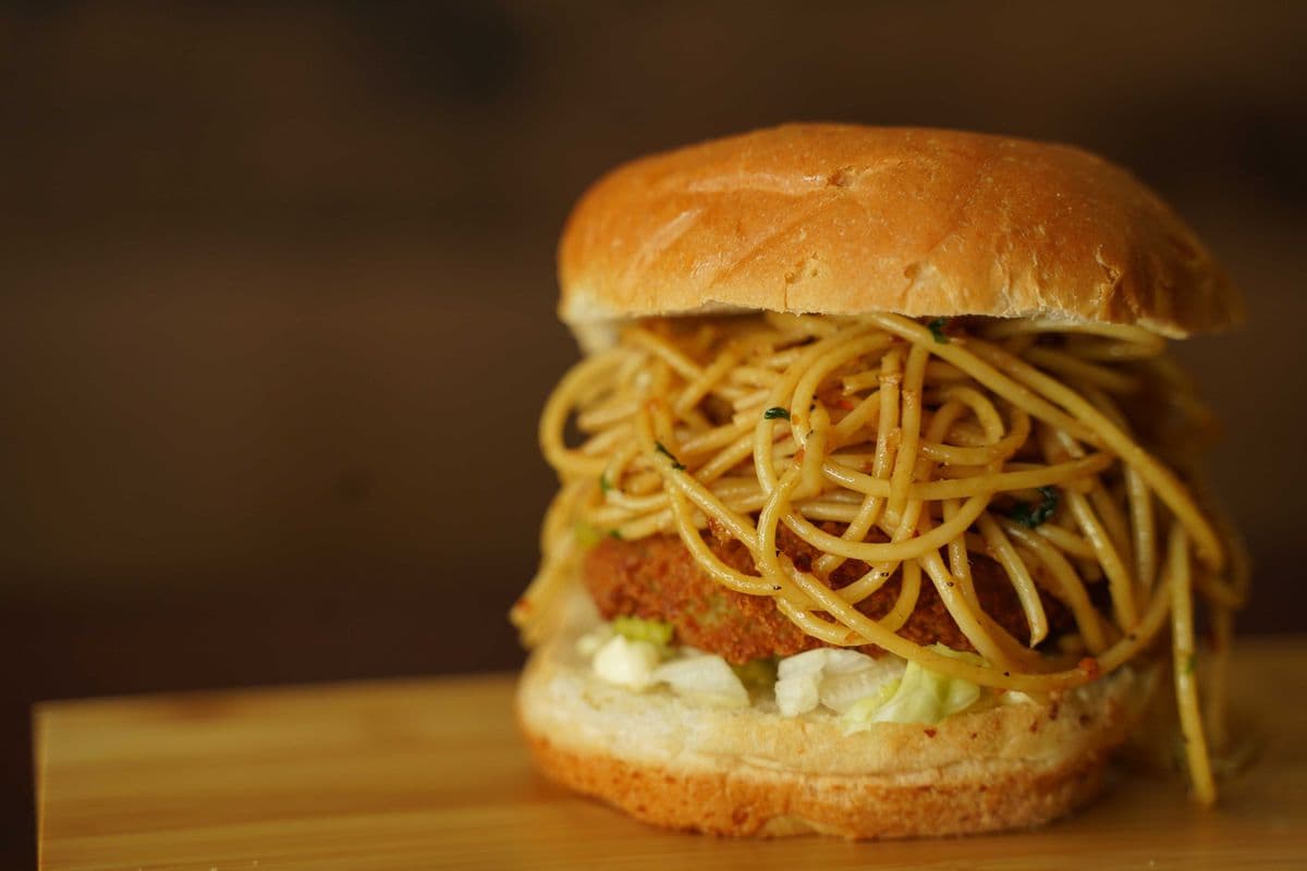 Noodle Burger with Fries