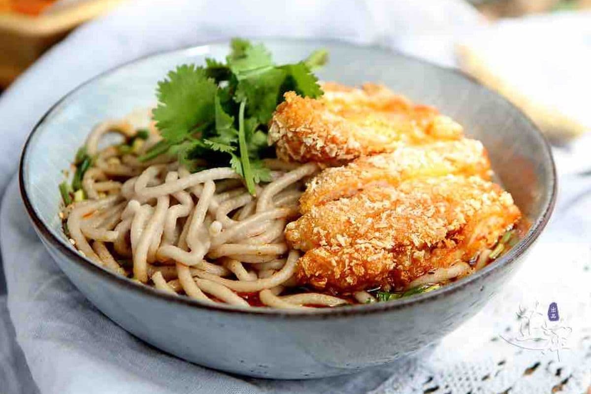 Fried Chicken Udon Noodle Soup