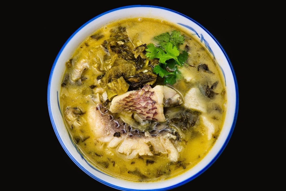 Tilapia Soup with Pickled Vegetables and Rice (For Two Persons) 金汤酸菜鱼饭(2人份)