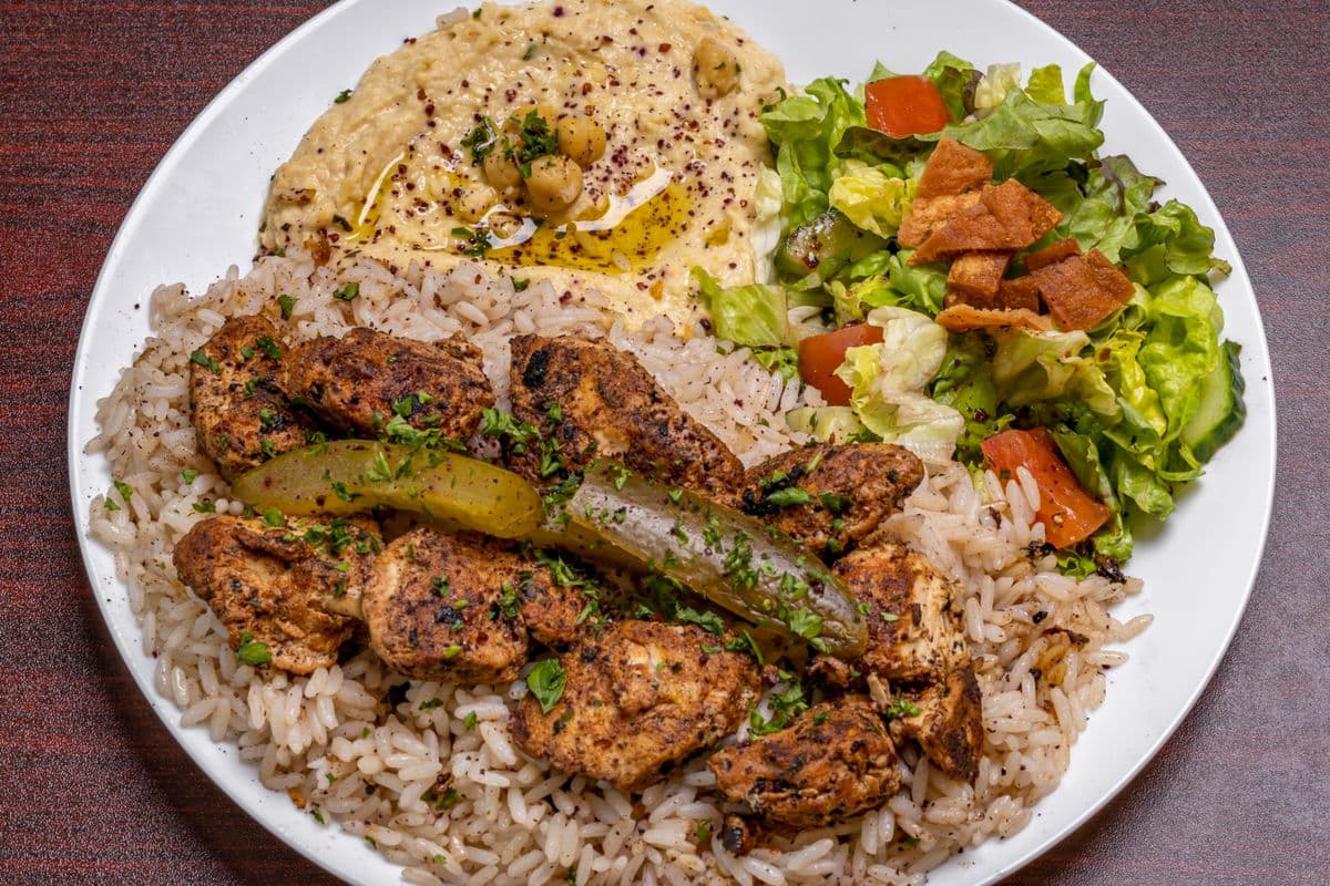 Shish Tawouk Platter (Grilled Chicken Breast Cubes)